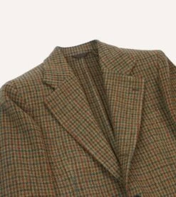 Brown Houndstooth Check Tweed Blazer -Drakes Shop DR2A2B23624 01303 3