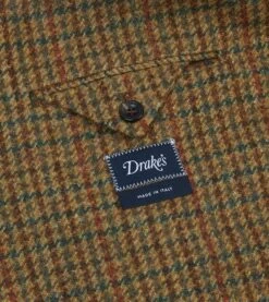 Brown Houndstooth Check Tweed Blazer -Drakes Shop DR2A2B23624 01303 7
