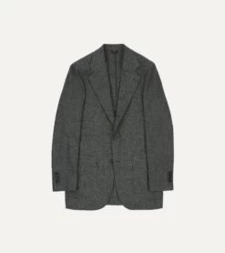 Grey Prince Of Wales Check Wool Flannel Tailored Jacket
