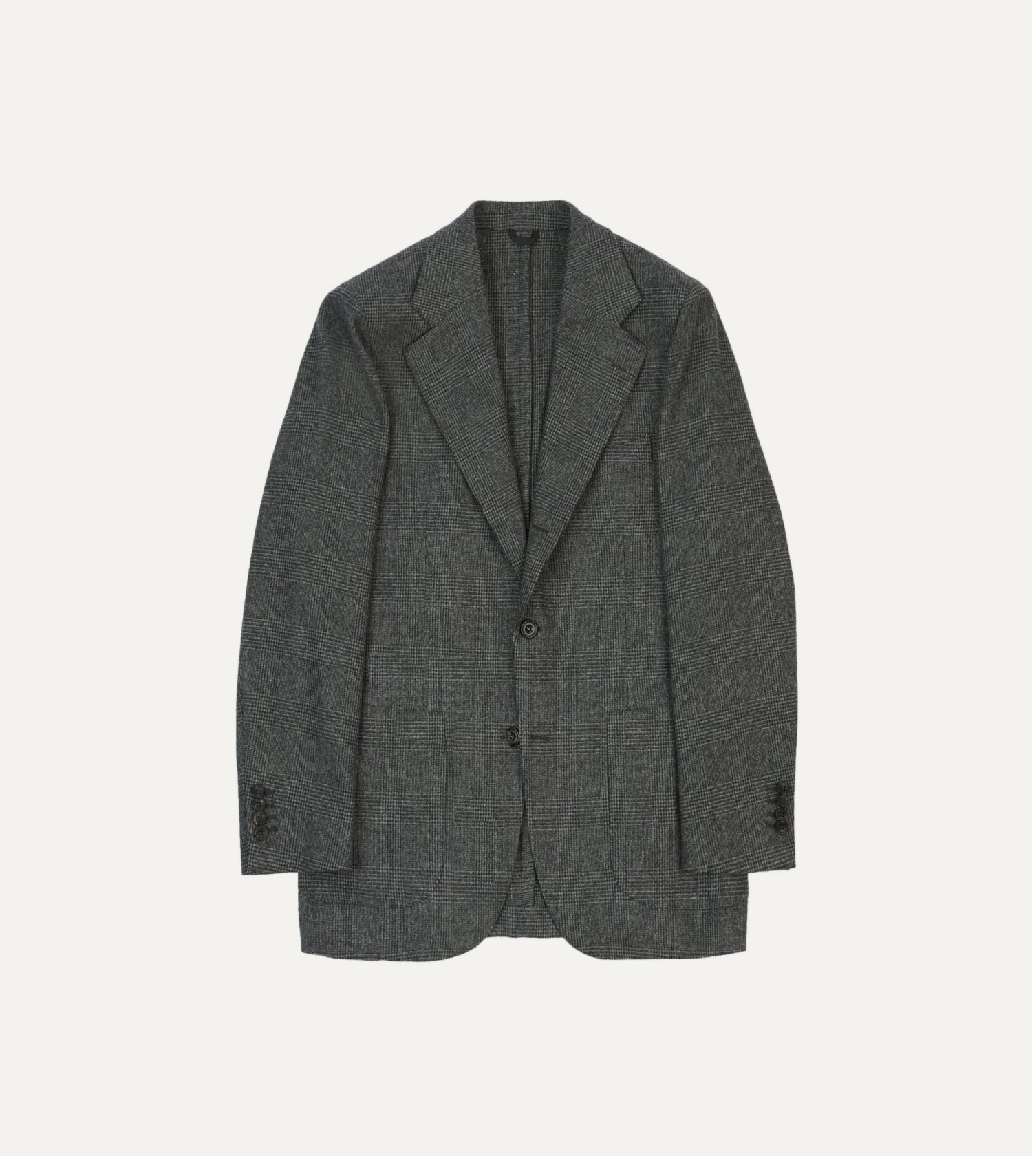 Grey Prince Of Wales Check Wool Flannel Tailored Jacket 3 Grey Prince Of Wales Check Wool Flannel Tailored Jacket