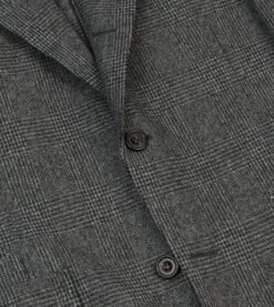 Grey Prince Of Wales Check Wool Flannel Tailored Jacket 13 Grey Prince Of Wales Check Wool Flannel Tailored Jacket -Drakes Shop DR2A2B23630 01603 4