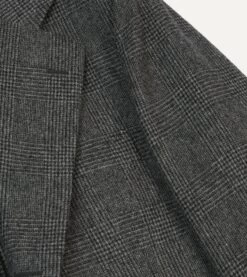 Grey Prince Of Wales Check Wool Flannel Tailored Jacket 14 Grey Prince Of Wales Check Wool Flannel Tailored Jacket -Drakes Shop DR2A2B23630 01603 5