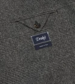 Grey Prince Of Wales Check Wool Flannel Tailored Jacket 16 Grey Prince Of Wales Check Wool Flannel Tailored Jacket -Drakes Shop DR2A2B23630 01603 7