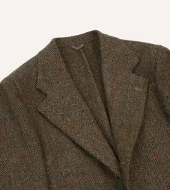 Brown Windowpane Check Tweed Blazer -Drakes Shop DR2A2B23786 01303 3