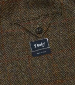 Brown Windowpane Check Tweed Blazer -Drakes Shop DR2A2B23786 01303 7