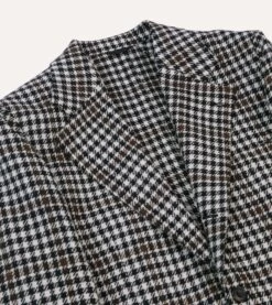 Black And White Houndstooth Check Shetland Tweed Blazer 12 Black And White Houndstooth Check Shetland Tweed Blazer -Drakes Shop DR2A2B23795 01103 3