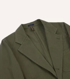 Olive Herringbone Cotton Games Blazer Mk. I -Drakes Shop DR2A2C24115 02400 3