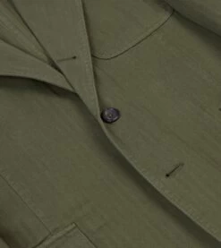 Olive Herringbone Cotton Games Blazer Mk. I -Drakes Shop DR2A2C24115 02400 4