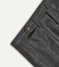Grey Chalkstripe Wool Flannel Flat Front Trouser -Drakes Shop DR2A2D21868 02602 4