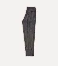 Grey Chalkstripe Wool Flannel Flat Front Trouser -Drakes Shop DR2A2D21868 02602 6
