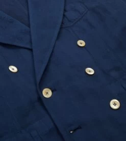 Navy Cotton Linen Herringbone Games Blazer Mk. III -Drakes Shop DR2A2E22084 01250 5