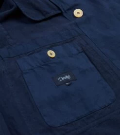 Navy Cotton Linen Herringbone Games Blazer Mk. III -Drakes Shop DR2A2E22084 01250 6