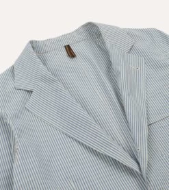 Blue And White Seersucker Games Blazer Mk. IV -Drakes Shop DR2A2F 22403 02 202 3