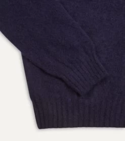 Navy Brushed Shetland Crew Neck Jumper -Drakes Shop DR2A3A21501 01250 4