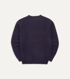 Navy Brushed Shetland Crew Neck Jumper -Drakes Shop DR2A3A21501 01250 5