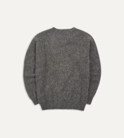 Charcoal Brushed Shetland Crew Neck Jumper -Drakes Shop DR2A3A21501 02600 5