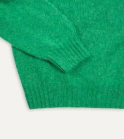 Green Brushed Shetland Crew Neck Jumper -Drakes Shop DR2A3A21501 10400 4