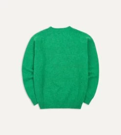 Green Brushed Shetland Crew Neck Jumper -Drakes Shop DR2A3A21501 10400 5