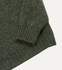Seaweed Brushed Shetland Crew Neck Jumper -Drakes Shop DR2A3A21501 13400 4
