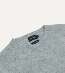 Light Grey Brushed Shetland Crew Neck Jumper -Drakes Shop DR2A3A21501 14600 3