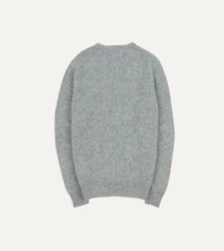 Light Grey Brushed Shetland Crew Neck Jumper -Drakes Shop DR2A3A21501 14600 5