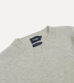 Stone Brushed Shetland Crew Neck Jumper -Drakes Shop DR2A3A21501 15600 3