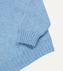 Sky Blue Brushed Shetland Crew Neck Jumper -Drakes Shop DR2A3A21501 16200 4