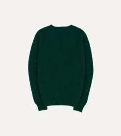 Forest Green Brushed Shetland Crew Neck Jumper -Drakes Shop DR2A3A21501 18400 5