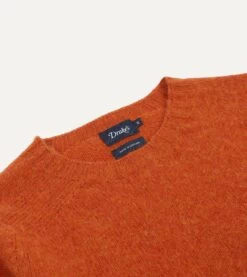 Rust Brushed Shetland Crew Neck Jumper 9 Rust Brushed Shetland Crew Neck Jumper -Drakes Shop DR2A3A21501 20800 3