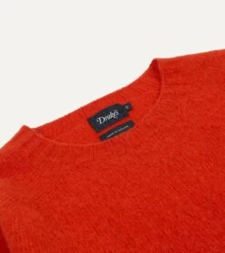 Red Brushed Shetland Crew Neck Jumper -Drakes Shop DR2A3A21501 21700 3