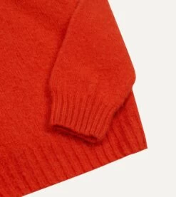 Red Brushed Shetland Crew Neck Jumper -Drakes Shop DR2A3A21501 21700 4