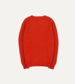 Red Brushed Shetland Crew Neck Jumper -Drakes Shop DR2A3A21501 21700 5