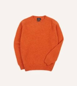 Orange Brushed Shetland Crew Neck Jumper
