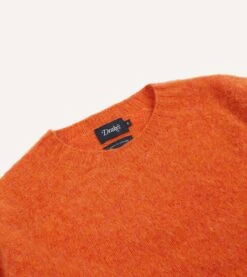 Orange Brushed Shetland Crew Neck Jumper -Drakes Shop DR2A3A21501 25800 3