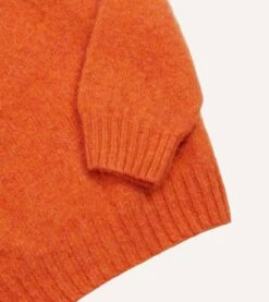 Orange Brushed Shetland Crew Neck Jumper -Drakes Shop DR2A3A21501 25800 4