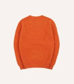 Orange Brushed Shetland Crew Neck Jumper -Drakes Shop DR2A3A21501 25800 5