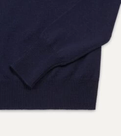 Navy Merino Crew Neck Jumper -Drakes Shop DR2A3A21505 01250 4