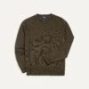 Olive Green Merino Crew Neck Jumper -Drakes Shop DR2A3A21505 02400 1