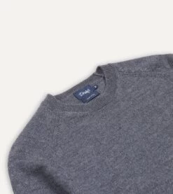 Grey Melange Merino Crew Neck Jumper -Drakes Shop DR2A3A21505 04600 3