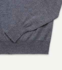Grey Melange Merino Crew Neck Jumper -Drakes Shop DR2A3A21505 04600 4