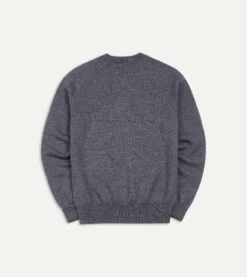 Grey Melange Merino Crew Neck Jumper -Drakes Shop DR2A3A21505 04600 5