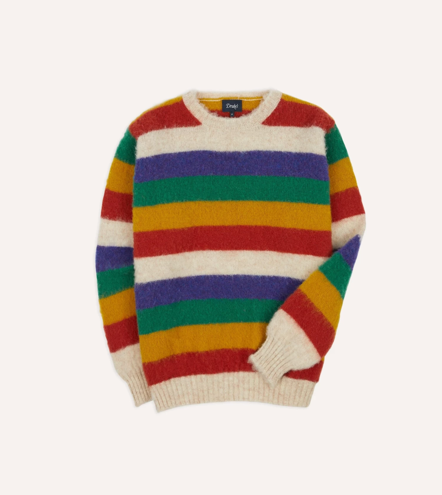 Ecru Multi Stripe Brushed Shetland Crew Neck Jumper 3 Ecru Multi Stripe Brushed Shetland Crew Neck Jumper