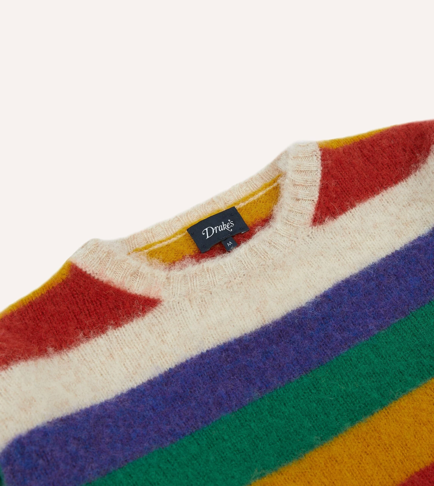 Ecru Multi Stripe Brushed Shetland Crew Neck Jumper 5 Ecru Multi Stripe Brushed Shetland Crew Neck Jumper - Image 3