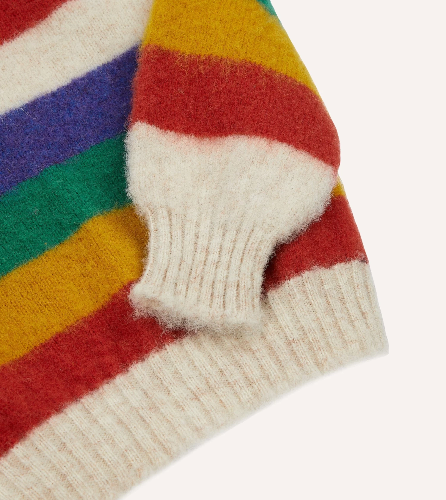 Ecru Multi Stripe Brushed Shetland Crew Neck Jumper 6 Ecru Multi Stripe Brushed Shetland Crew Neck Jumper - Image 4