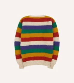 Ecru Multi Stripe Brushed Shetland Crew Neck Jumper 11 Ecru Multi Stripe Brushed Shetland Crew Neck Jumper -Drakes Shop DR2A3A22552 04052 5