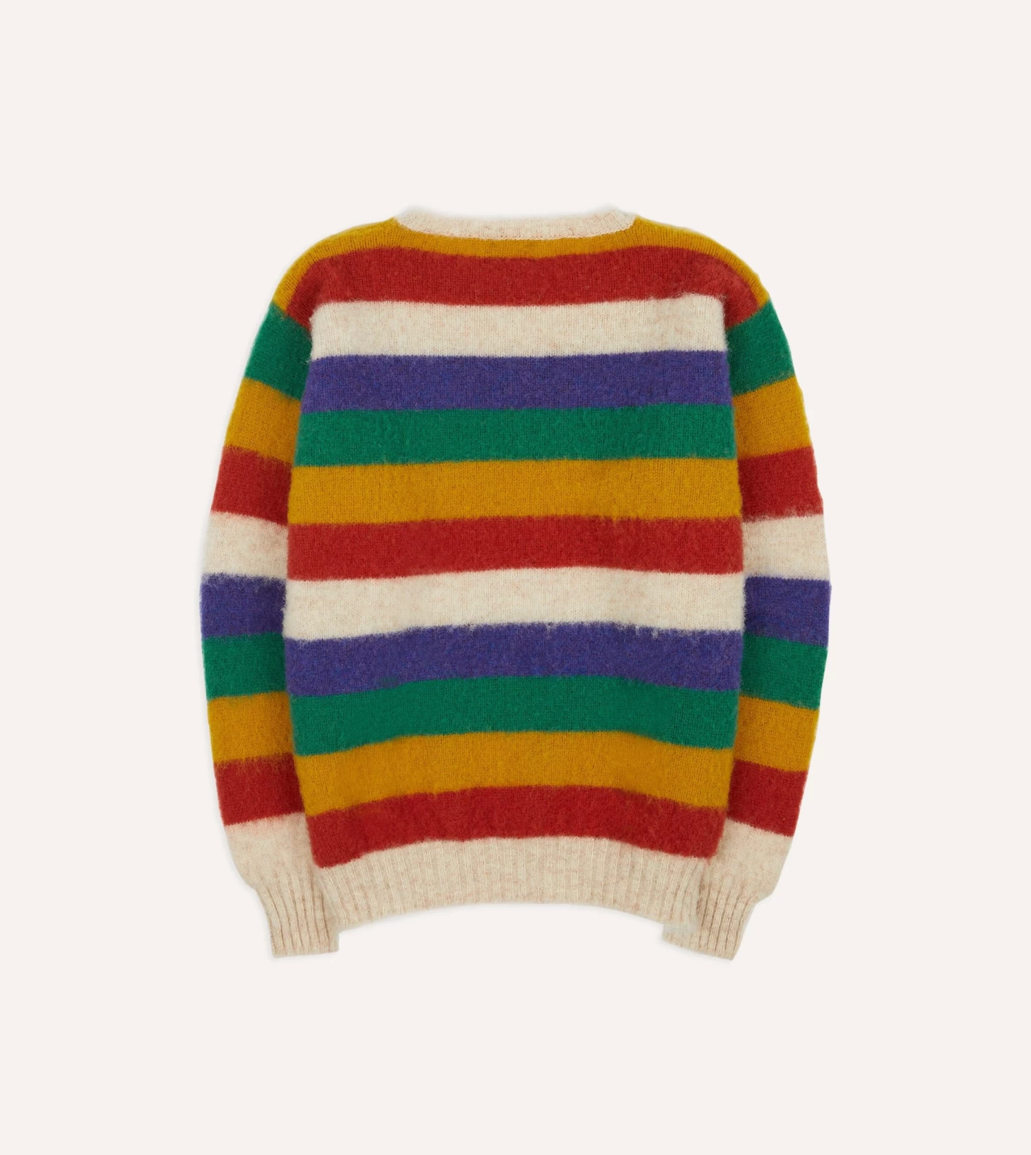 Ecru Multi Stripe Brushed Shetland Crew Neck Jumper 7 Ecru Multi Stripe Brushed Shetland Crew Neck Jumper - Image 5