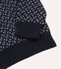 Norwegian Birdseye Wool Alpaca Crew Neck Jumper -Drakes Shop DR2A3A22563 01250 4