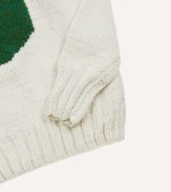 Chamula For Drake's Ecru Avocado Merino Jumper -Drakes Shop DR2A3A23643 01000 4