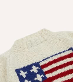 Chamula For Drake's Ecru Flag Merino Jumper -Drakes Shop DR2A3A23644 01000 3