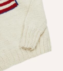 Chamula For Drake's Ecru Flag Merino Jumper -Drakes Shop DR2A3A23644 01000 4